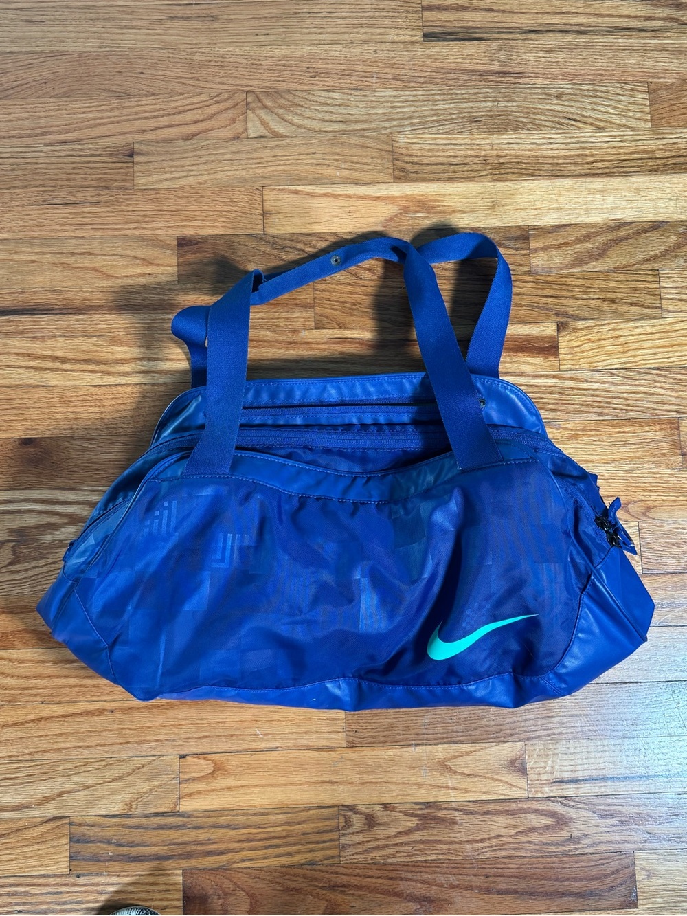 Nike Royal Blue Duffel Bag with Teal Swoosh